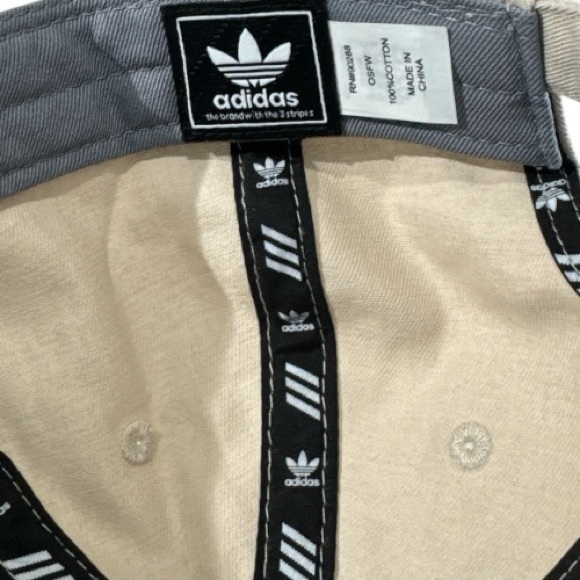 Adidas Beige Cotton Embroidered Logo Adjustable Strap Baseball Cap - Picture 6 of 7